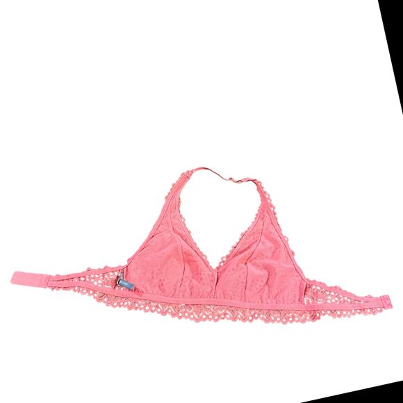 Aerie lace halter bralette in coral pink color - Small - Picture 5 of 8